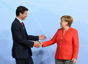 德国总理默克尔欢迎加拿大总理特鲁多